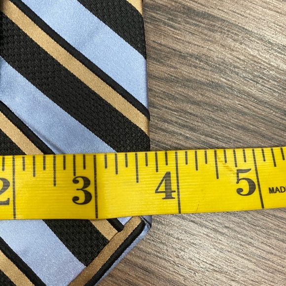 Ike Behar Blue, Black & Tan Stripe Silk Tie - Picture 4 of 4